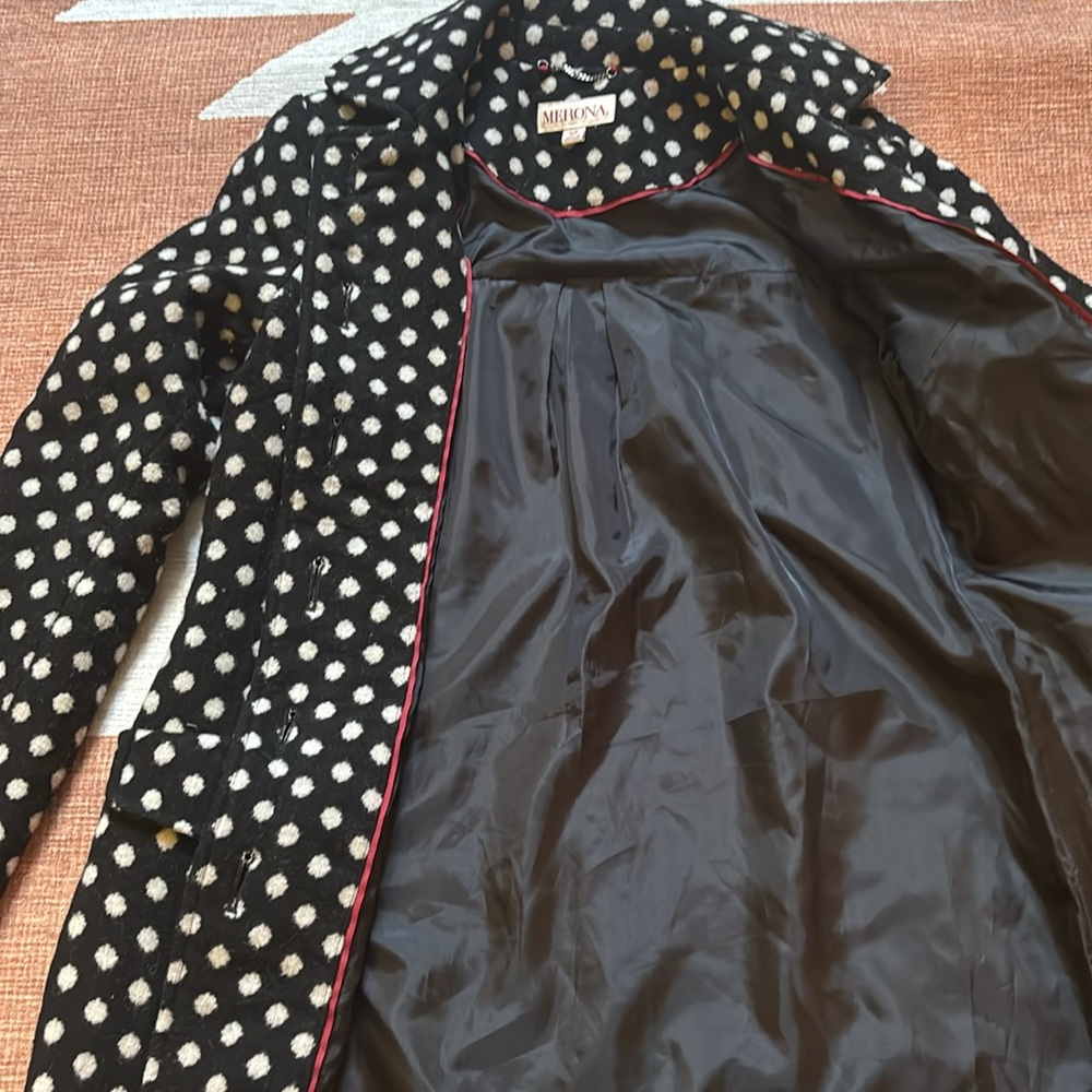 Small black and white polka dot Merona wool coat - Picture 5 of 5
